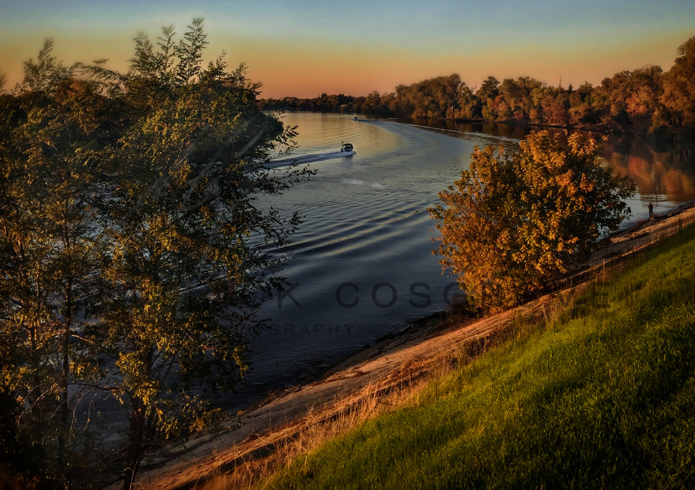 Sacramento River Levee And Boat Art | Patrick Cosgrove Art and Photography