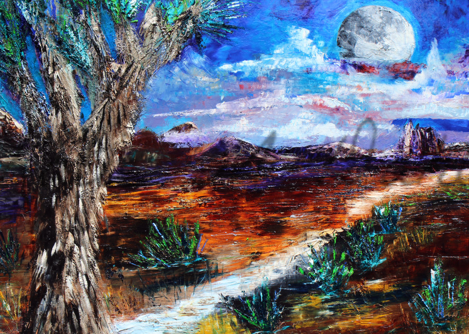 Joshua Tree And Moon Art | Katie M. Dahl's Original Oil Paintings and Fine Art Prints