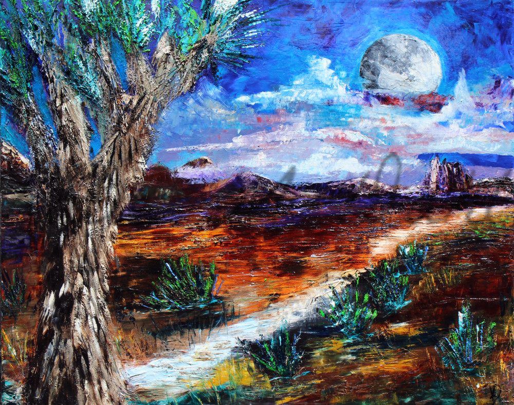 Joshua Tree And Moon Art | Katie M. Dahl's Original Oil Paintings and Fine Art Prints