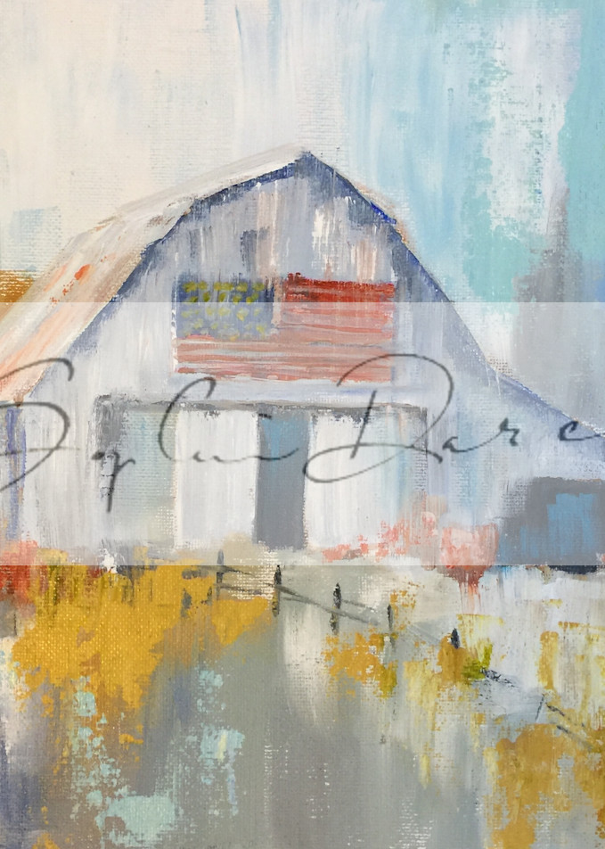 White Barn With Flag Art | Sophie Dare Designs
