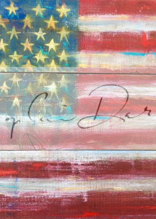 americana art of an american flag on barnwood for rustic effect. 