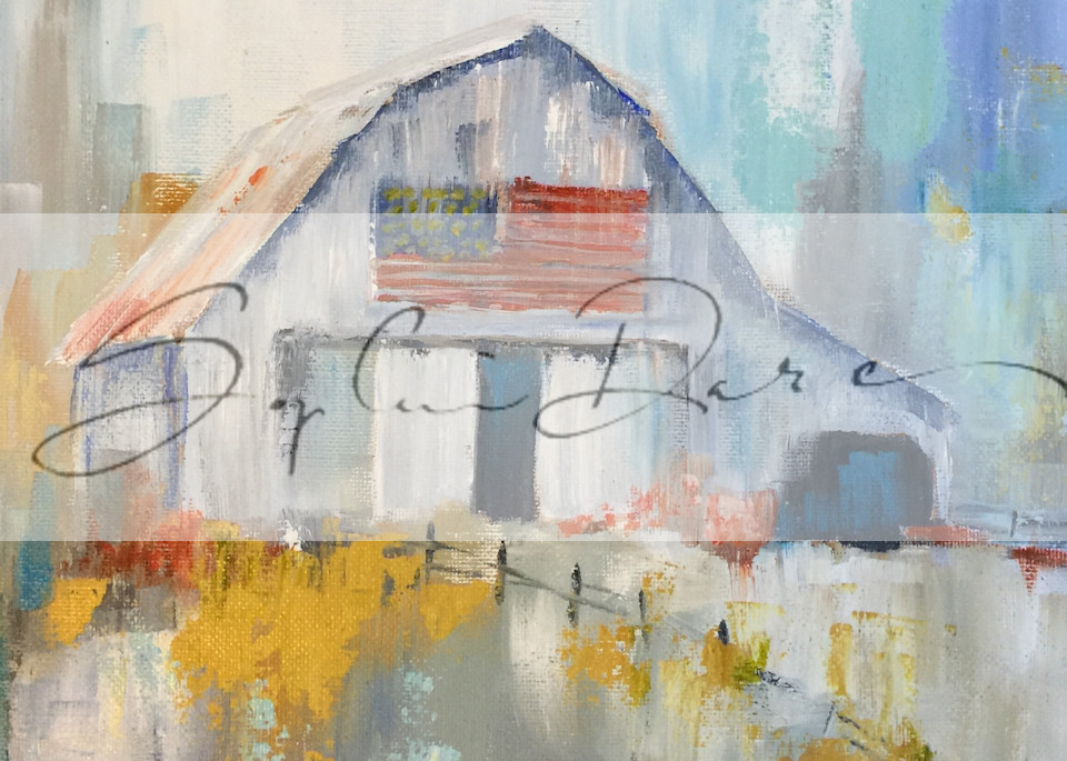 White Barn With Flag Art | Sophie Dare Designs