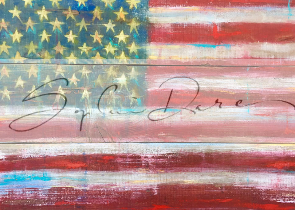 americana art of an american flag on barnwood for rustic effect. 