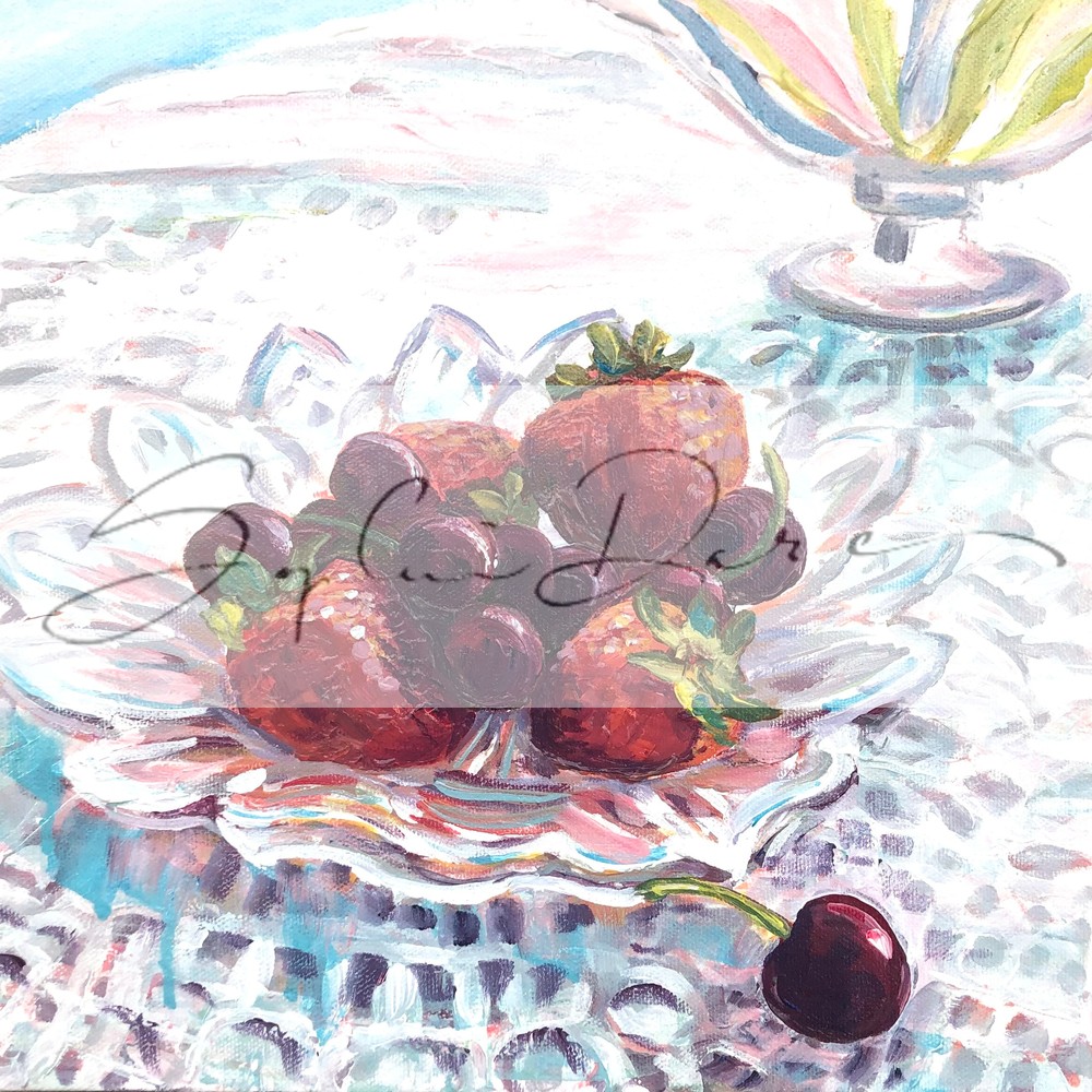 Strawberries On A Plate Art | Sophie Dare Designs