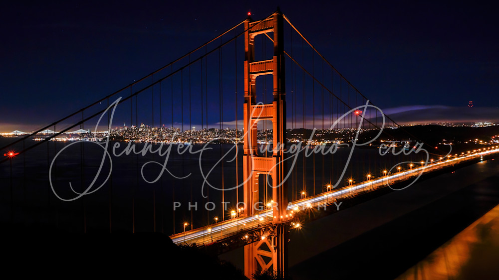 Golden Gate Bridge At Night Photography Art | Jennifer Sunglao Photography