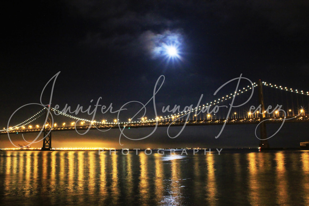 Old Bay Bridge At Night Photography Art | Jennifer Sunglao Photography