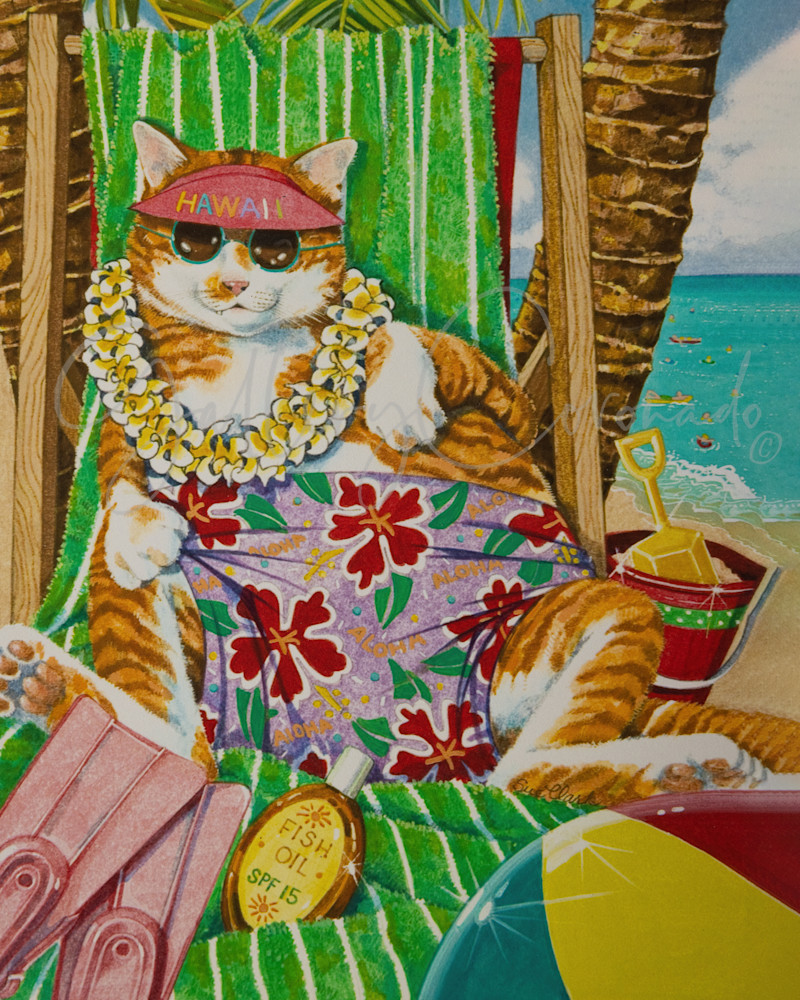 Lounging Beach Cat Art | GalleryCoronado