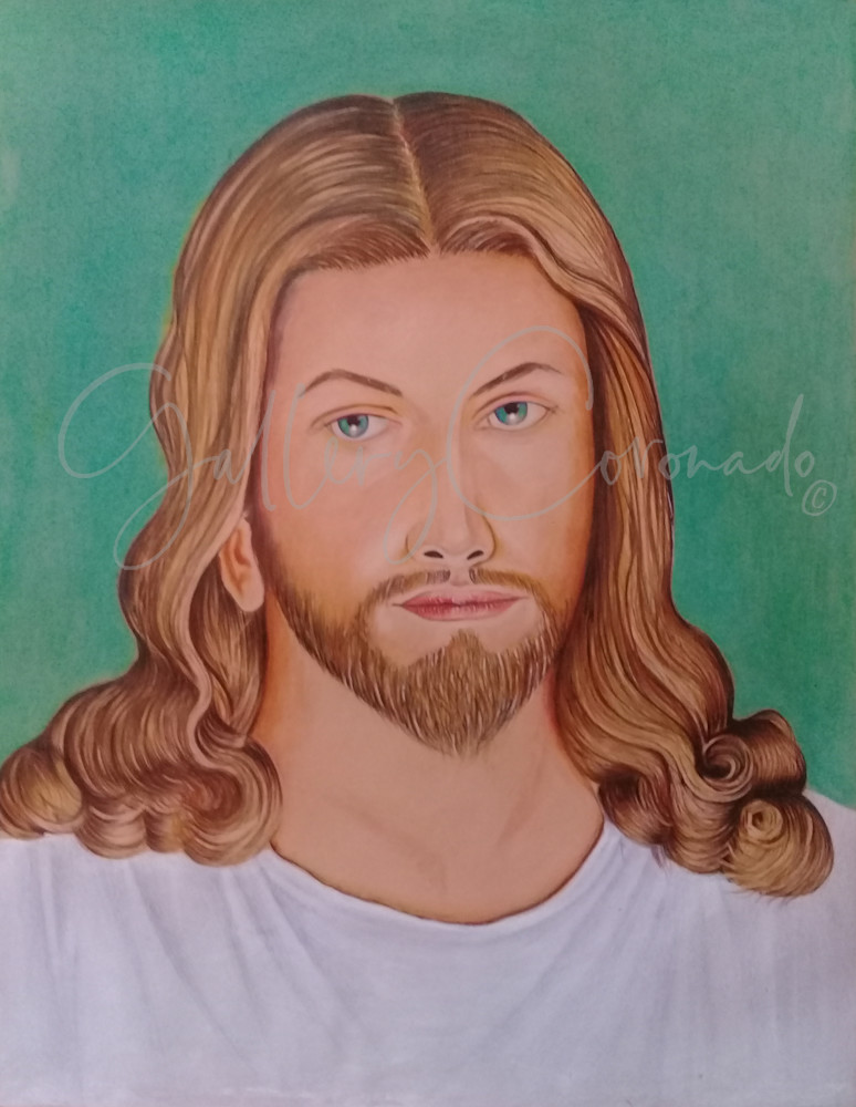 Professional Print of a portrait of Jesus.  Fine-art drawn by Rasika.