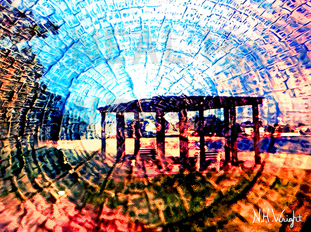 "Tree Trunk Ringed Beach Gazebo"