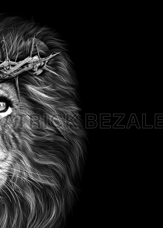 Own Limited Edition Hand Drawn Art Crown Of Thorns Lion Patrick Bezalel Fine Artist