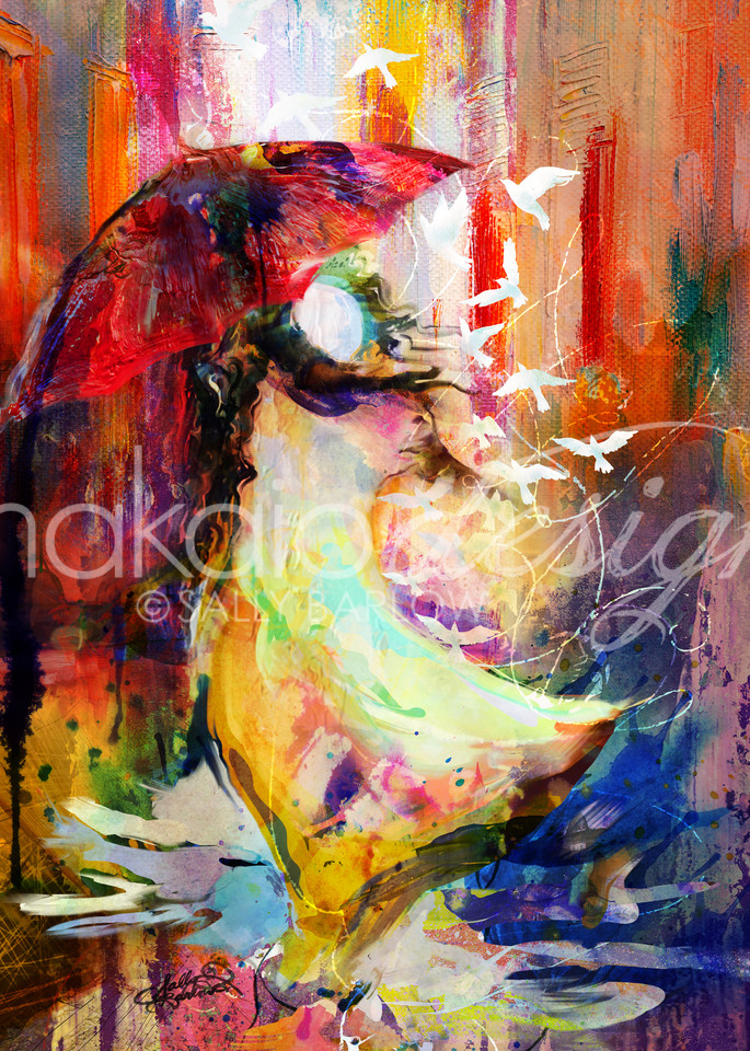 Colorful abstract painting by Sally Barlow