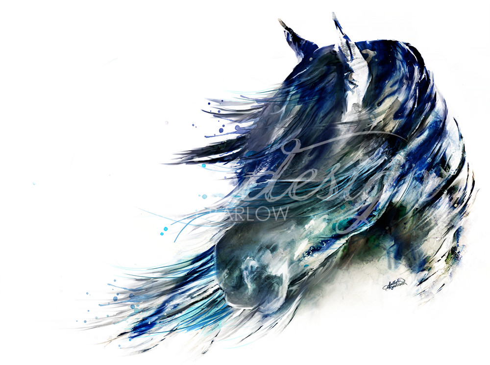 Black horse abstract horse painting