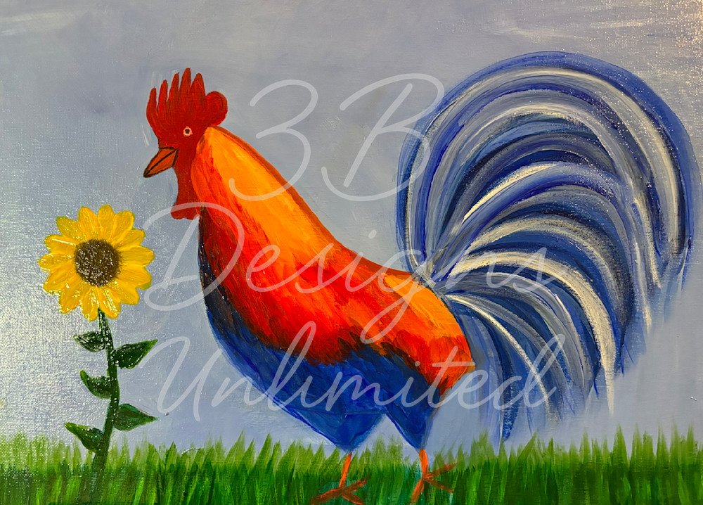 Rooster on the Rise | Colorful Farmhouse Rooster Fine Art Print