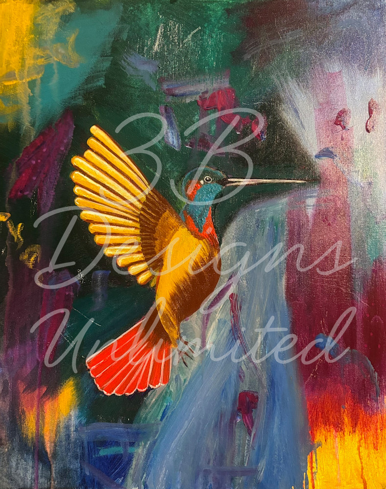 Aurora in Flight | Vibrant Hummingbird Painting