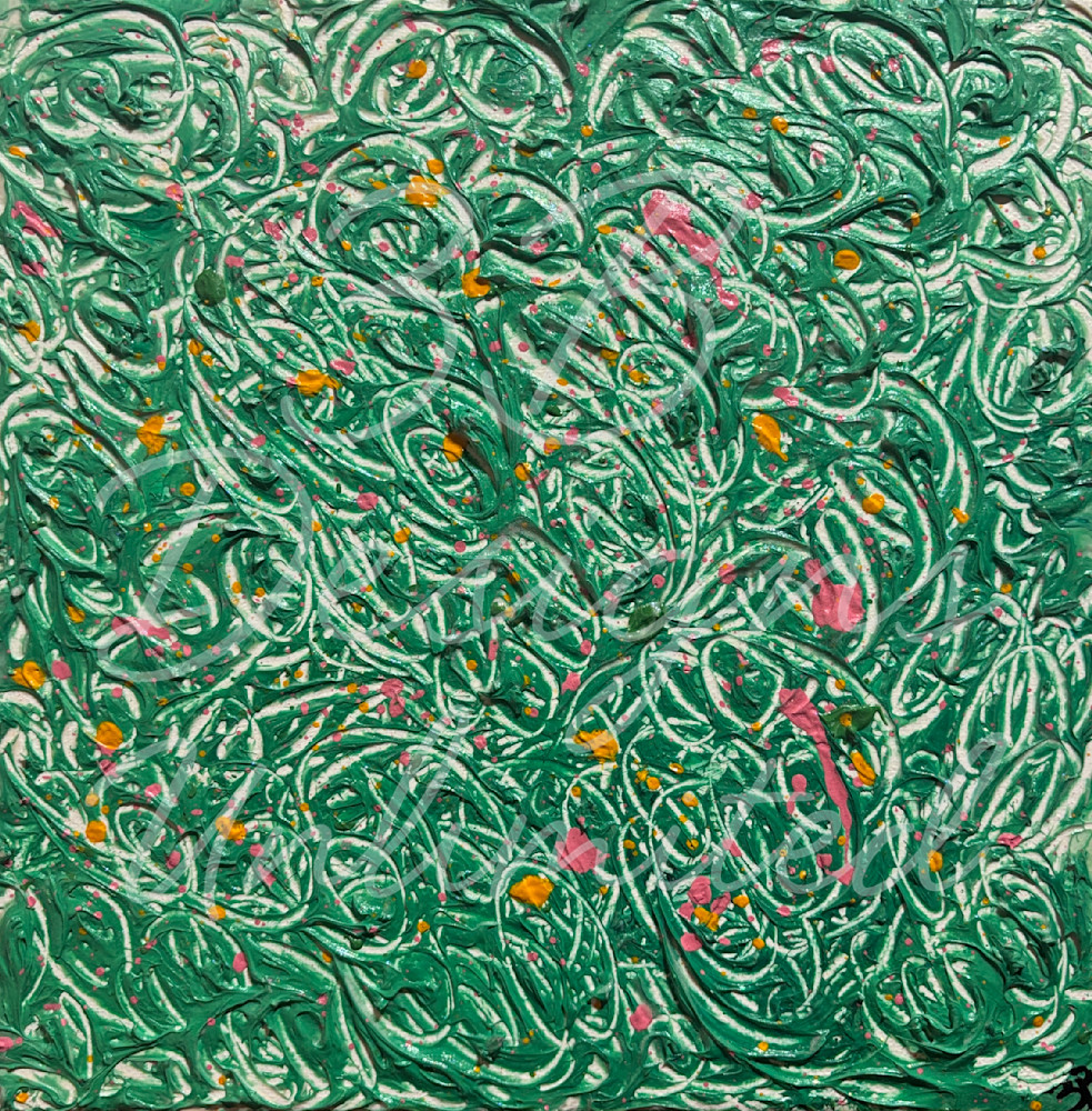 Pistachio Swirl | Textured Abstract Painting in Teal, White & Pastel Accents