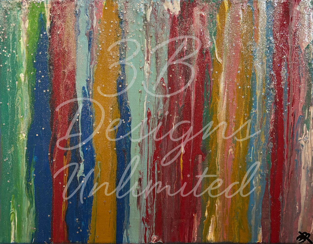 Stardust Rain | Vibrant Drip‑Style Abstract Painting