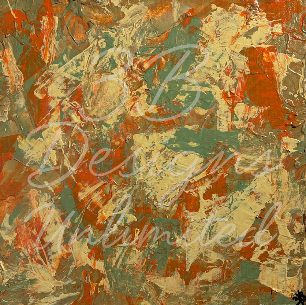 Ember in the Shallows | Textured Abstract Painting in Burnt Orange, Teal & Neutrals