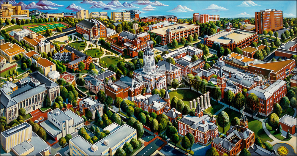 This is a painting of University of missouri White Campus section in Columbia Missouri 