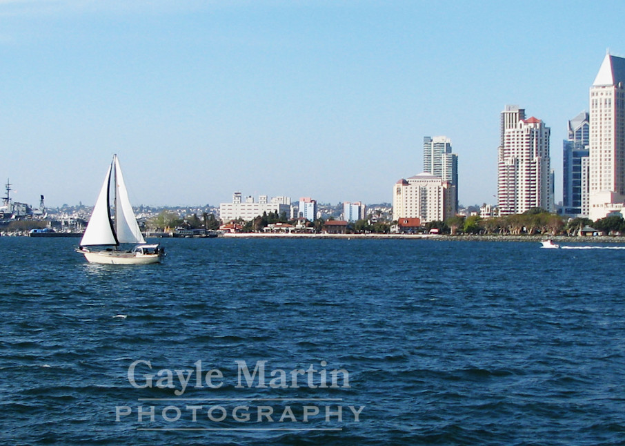 A Sailboat And The San Diego Skyline Photography Art | gaylemartin