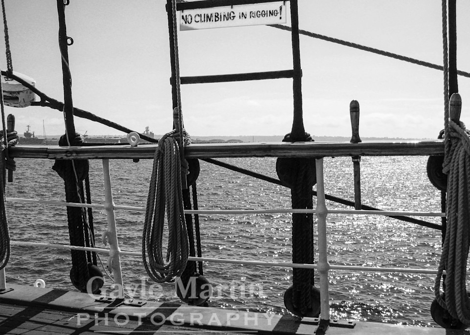 Detail Of A Historic Sailing Ship In Black And White Photography Art | gaylemartin