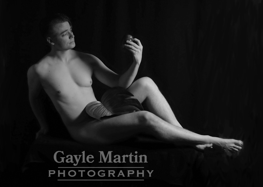 Adam Looking At An Apple In Black And White Photography Art | gaylemartin
