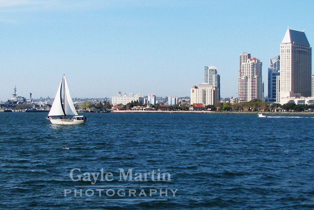 A Sailboat And The San Diego Skyline Photography Art | gaylemartin