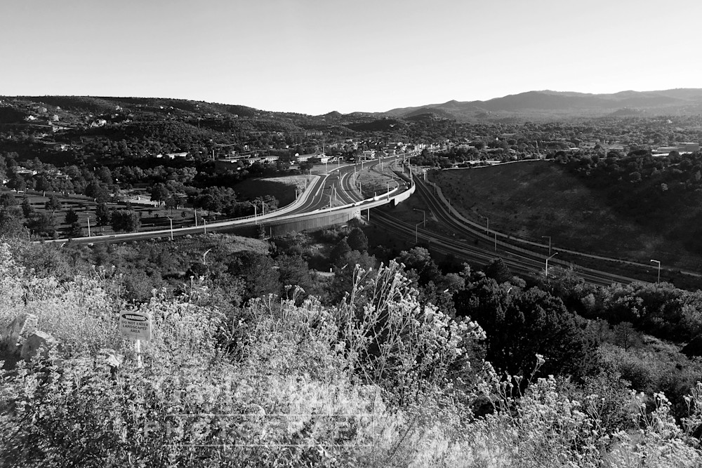 A Highway Interchange In Prescott, Arizona In Black And White Photography Art | gaylemartin