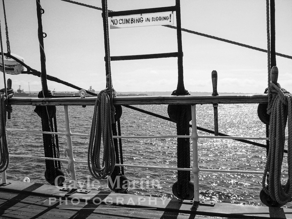 Detail Of A Historic Sailing Ship In Black And White Photography Art | gaylemartin