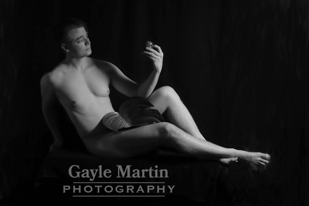 Adam Looking At An Apple In Black And White Photography Art | gaylemartin