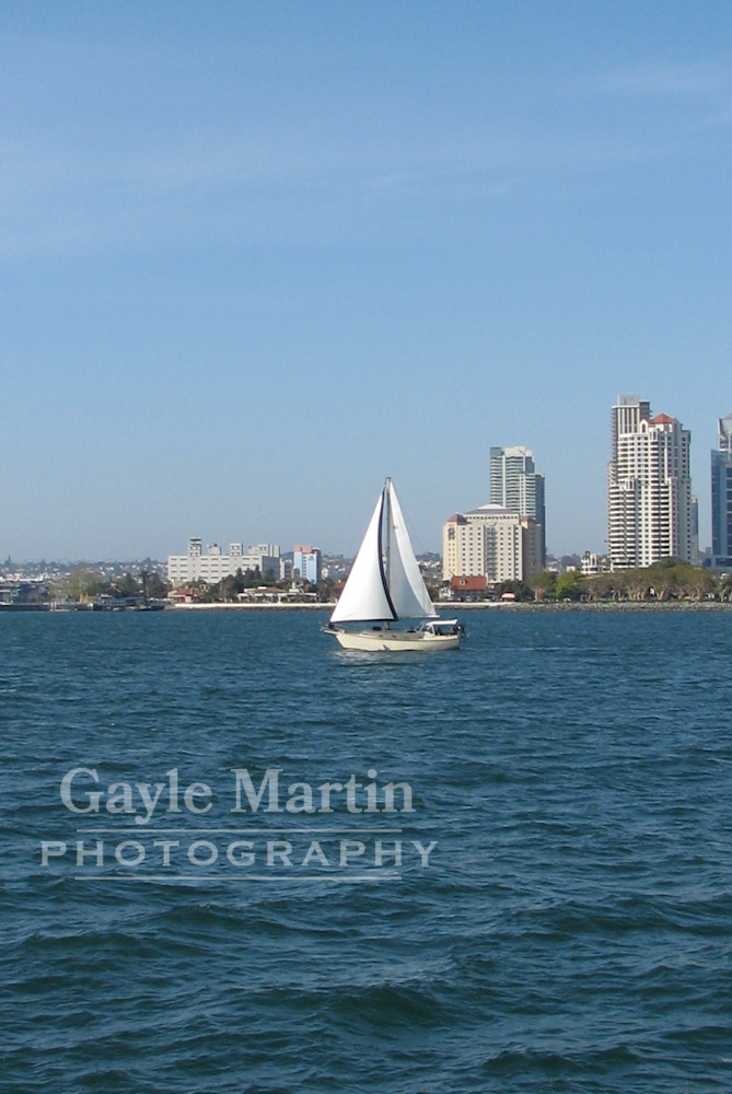 Portrait Of A Sailboat And Cityscape Photography Art | gaylemartin