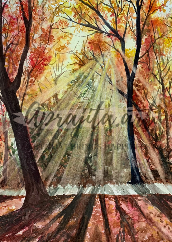 "A Fall Afternoon" in watercolors by Aprajita Lal