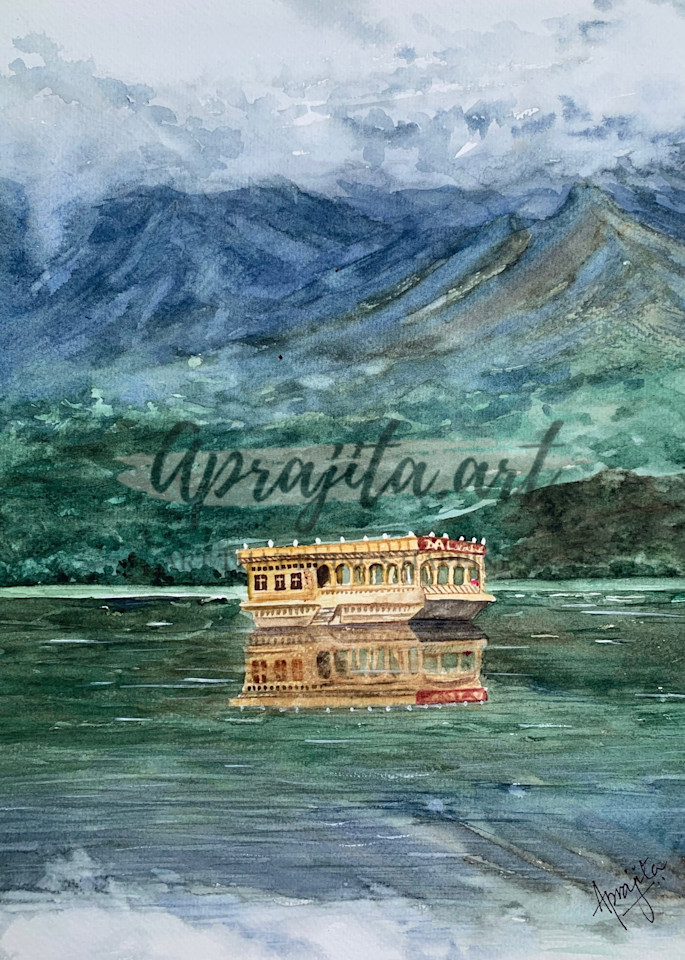 "The Calm of Dal Lake Srinagar" Art Print by Aprajita Lal