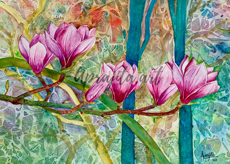 The Pink Magnolias Art - Lovely The Pink Magnolias Art | Aprajita Art