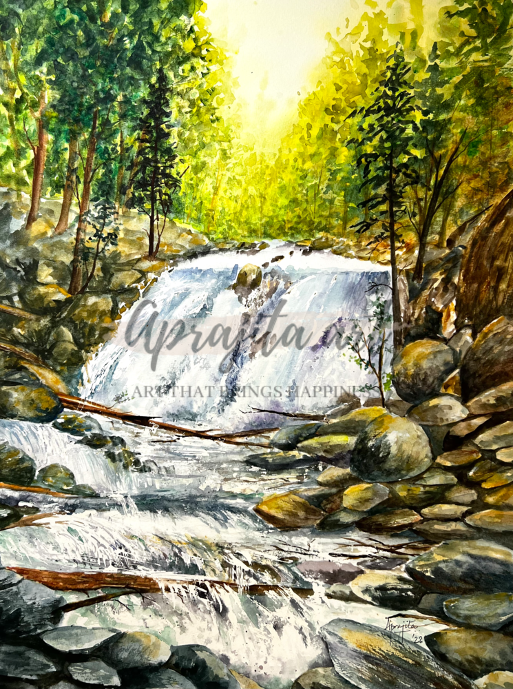 "Going with the flow" in Watercolors by Aprajita Lal