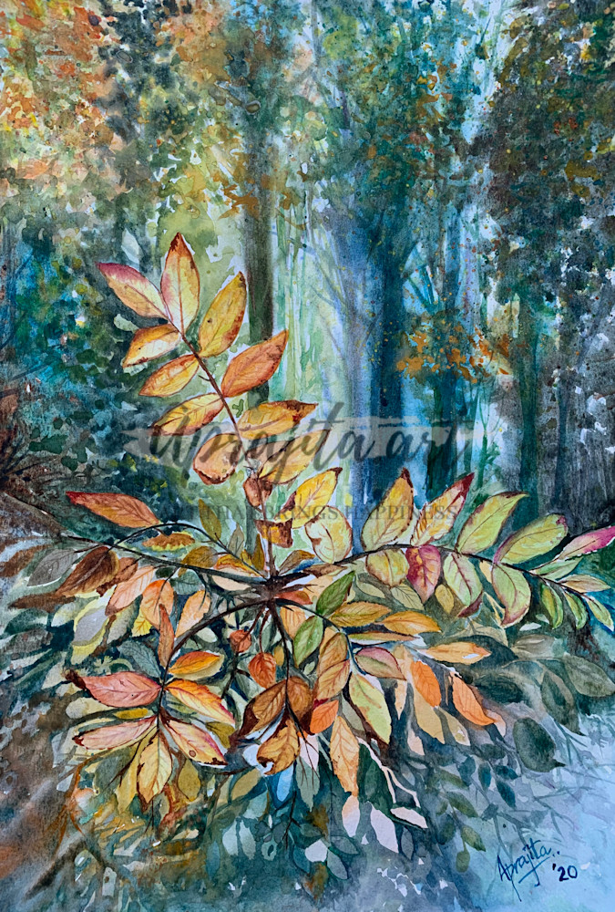 Golden Leaves Artwork - watercolor painting | Aprajita Art