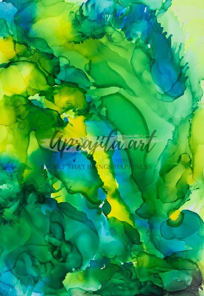 "Emerald Escape" in alcohol inks by Aprajita Lal