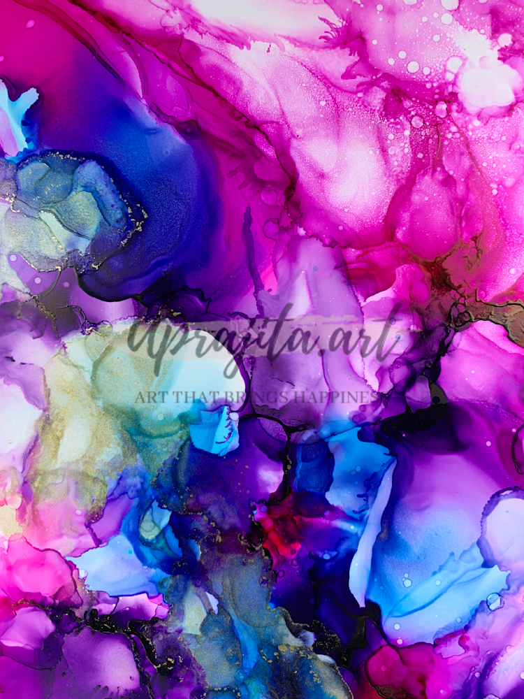 "Pink Splashes" in alcohol inks by Aprajita Lal