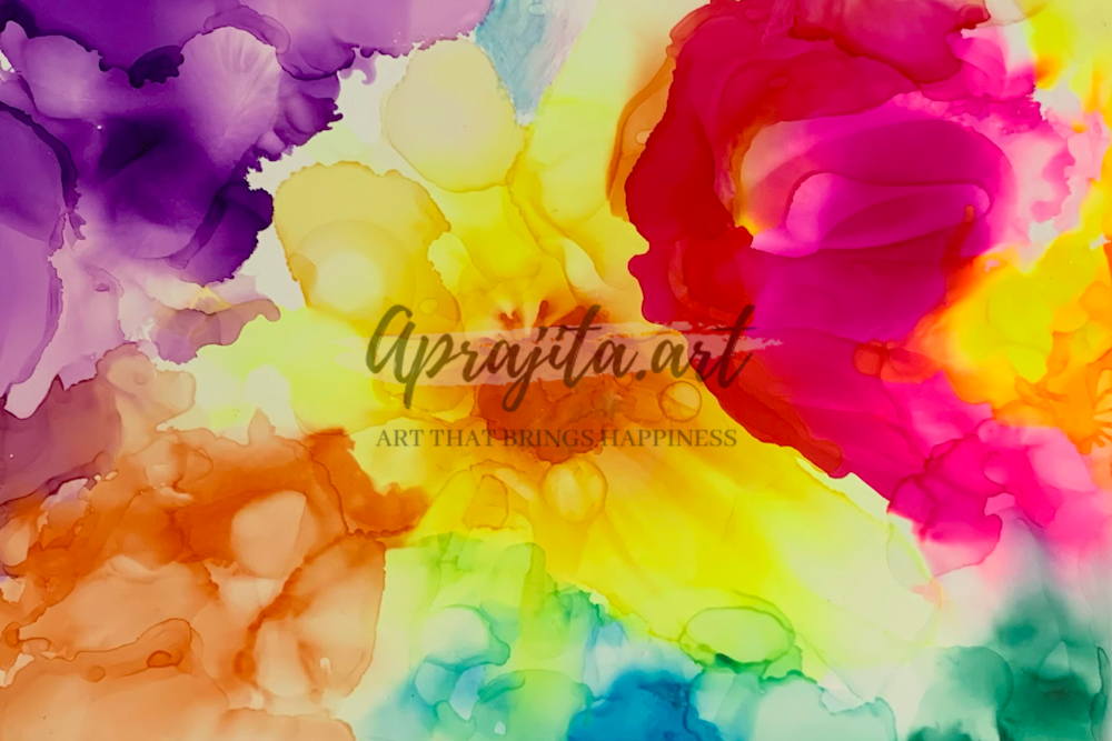 Floral Dreams - Captivating Abstract Floral Painting in alcohol inks by Aprajita Lal