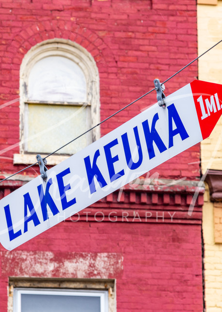Lake Keuka sign in Penn Yan in the Finger Lakes of New York