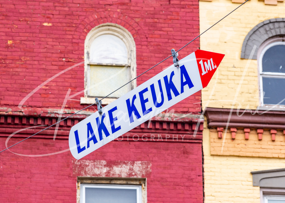 Lake Keuka sign in Penn Yan in the Finger Lakes of New York