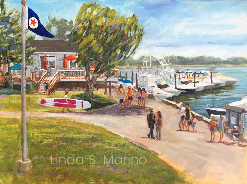 Live Event Painting by Linda Marino -Marina Day at Branford Yatch Club