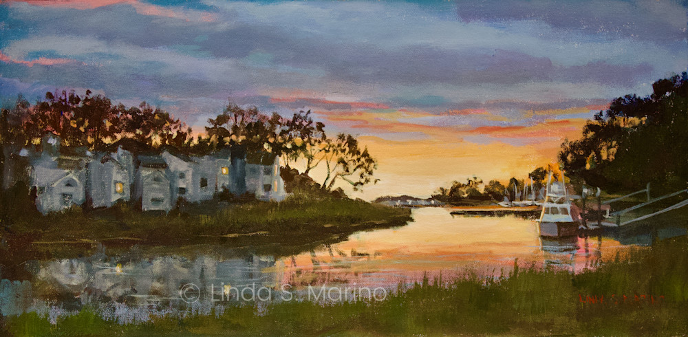 Sunset on Branford River, Linda S Marino