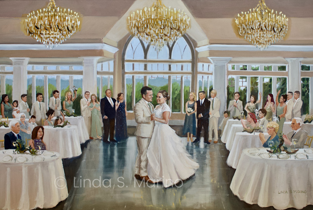 Ashley and Phil's First Dance,Live Wedding Painting, Le Chateau, South Salem NY 6-17-23