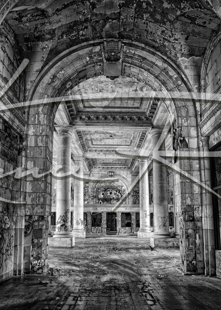 Michigan Central Station Grand Hallway (Monochrome) Photography Art | Lance Rosol Fine Art Photography