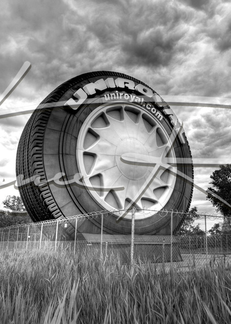 The Big Tire On I 94 (Monochrome) Photography Art | Lance Rosol Fine Art Photography