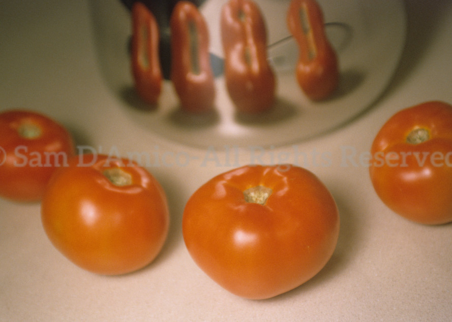 Four Red Ripe Tomatoes With Reflection