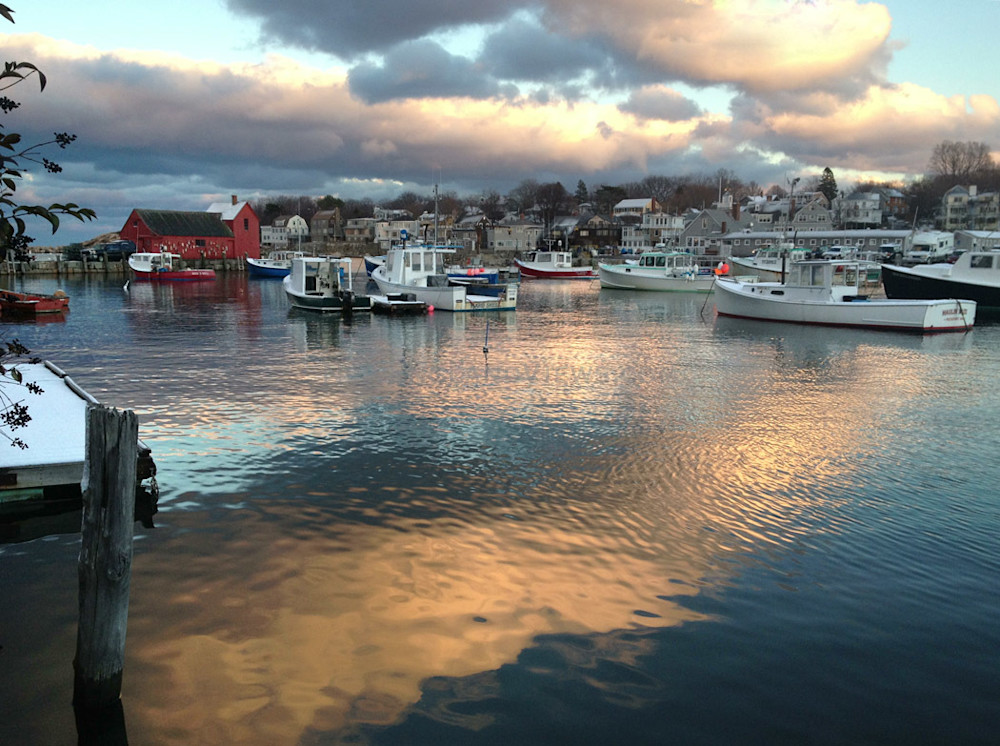 rockport harbor clouds reflections sunset motif #1