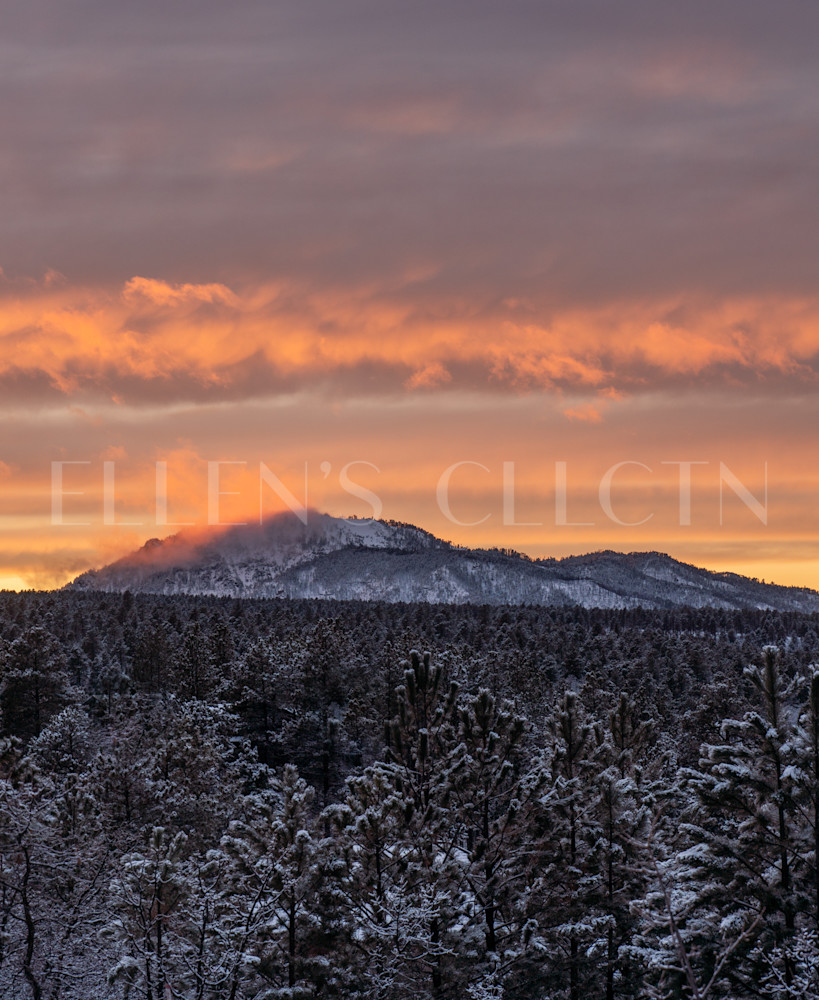 Crow Peak Winter Sun Set Photography Art | Ellen's Collection