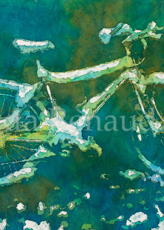 bicycle in snow art print