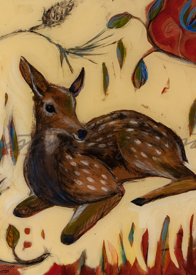 Little Fawn baby deer art Cristina Acosta